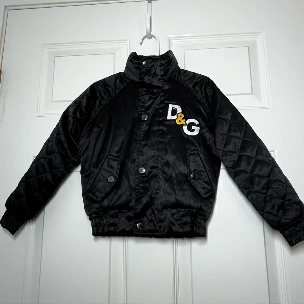 Dolce & Gabbana Baby Black Quilted Puffer Jacket Tiger Size 2